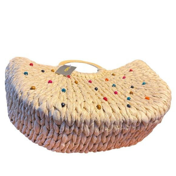 NWT Style & Co Cream Woven Handbag with Multicolor Accents - Picture 4 of 13